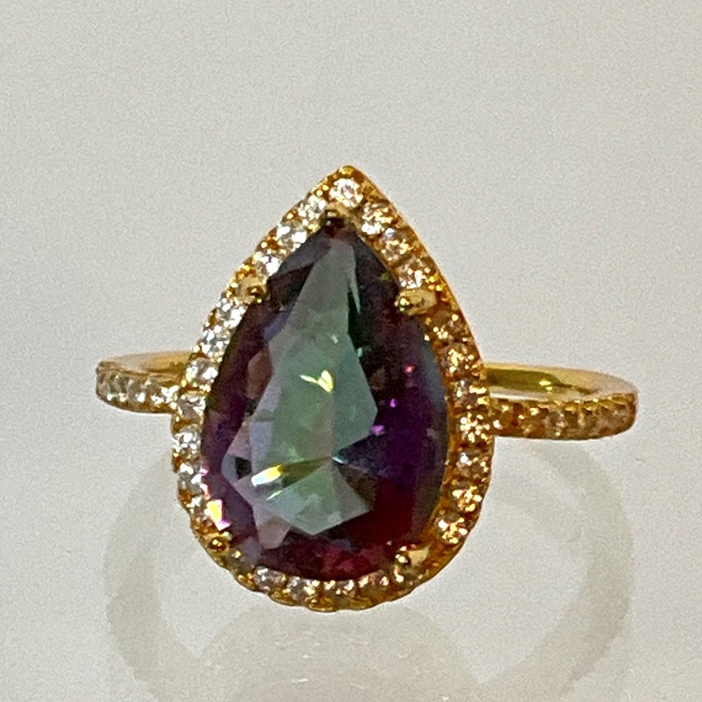 Alexandrite gold plated ring June birthstone 8